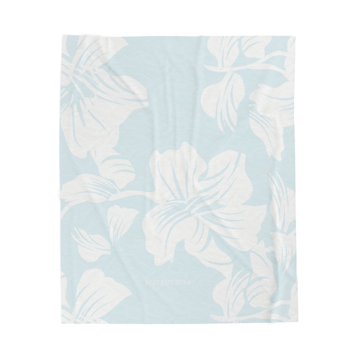 Soft Blue Floral Throw Blanket - Velveteen Plush Blanket