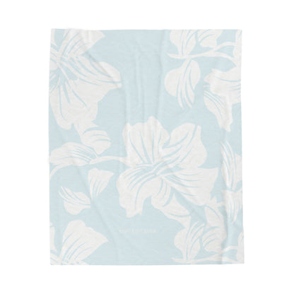 Soft Blue Floral Throw Blanket - Velveteen Plush Blanket