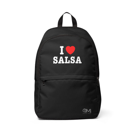 I ♥ Salsa Unisex Fabric Backpack | Stylish Daypack for Dance Lovers, Perfect Gift for Salsa Enthusiasts