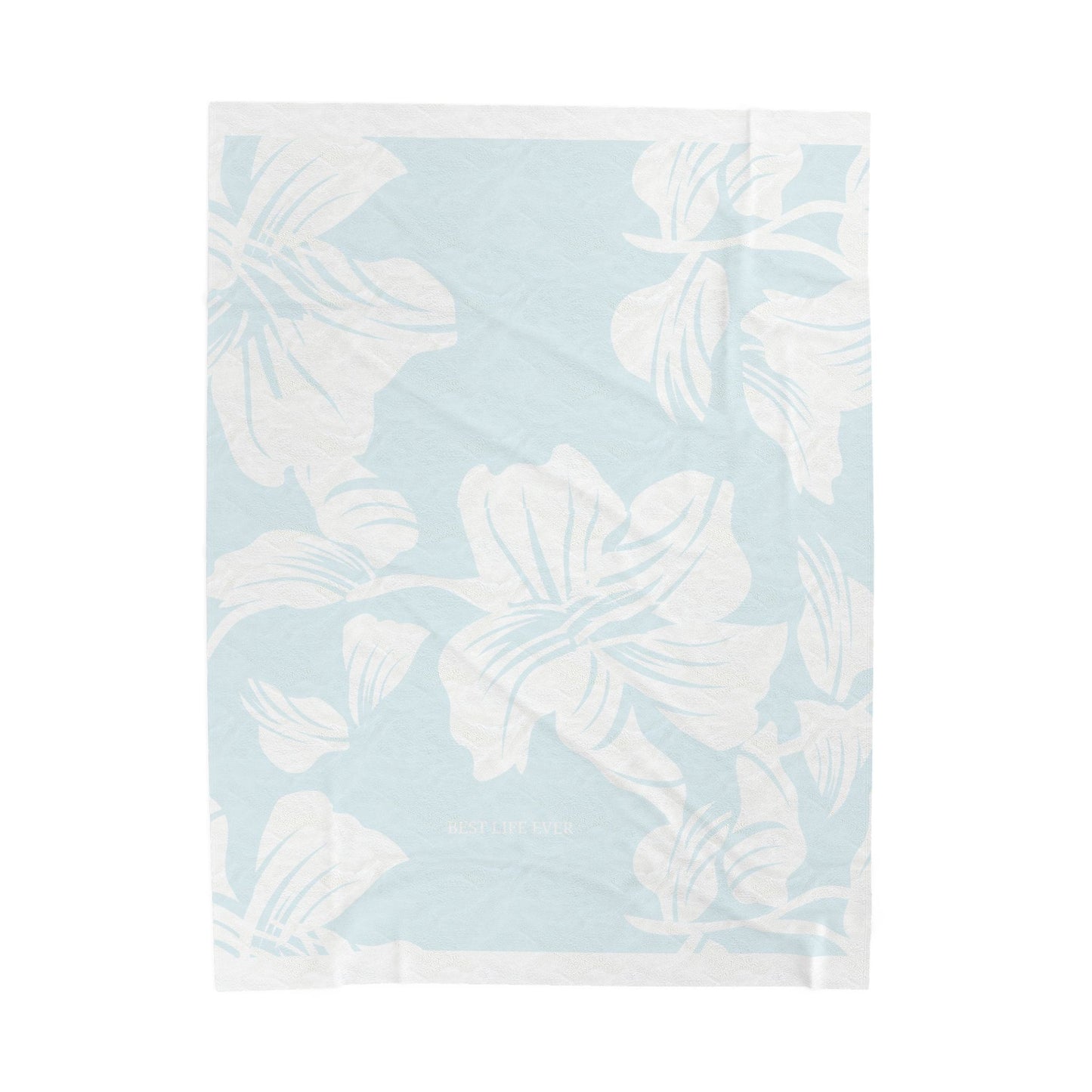 Soft Blue Floral Throw Blanket - Velveteen Plush Blanket
