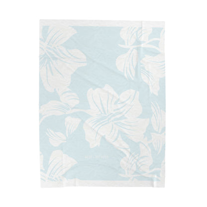 Soft Blue Floral Throw Blanket - Velveteen Plush Blanket