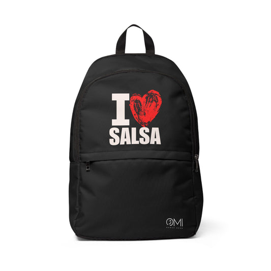 I Love Salsa Unisex Fabric Backpack | Stylish Daypack for Dance Lovers, Perfect Gift for Salsa Enthusiasts