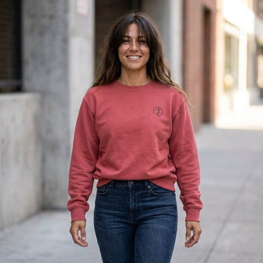 Garment-Dyed Sweatshirt — Lightweight Coral Pullover
