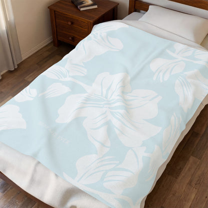 Soft Blue Floral Throw Blanket - Velveteen Plush Blanket