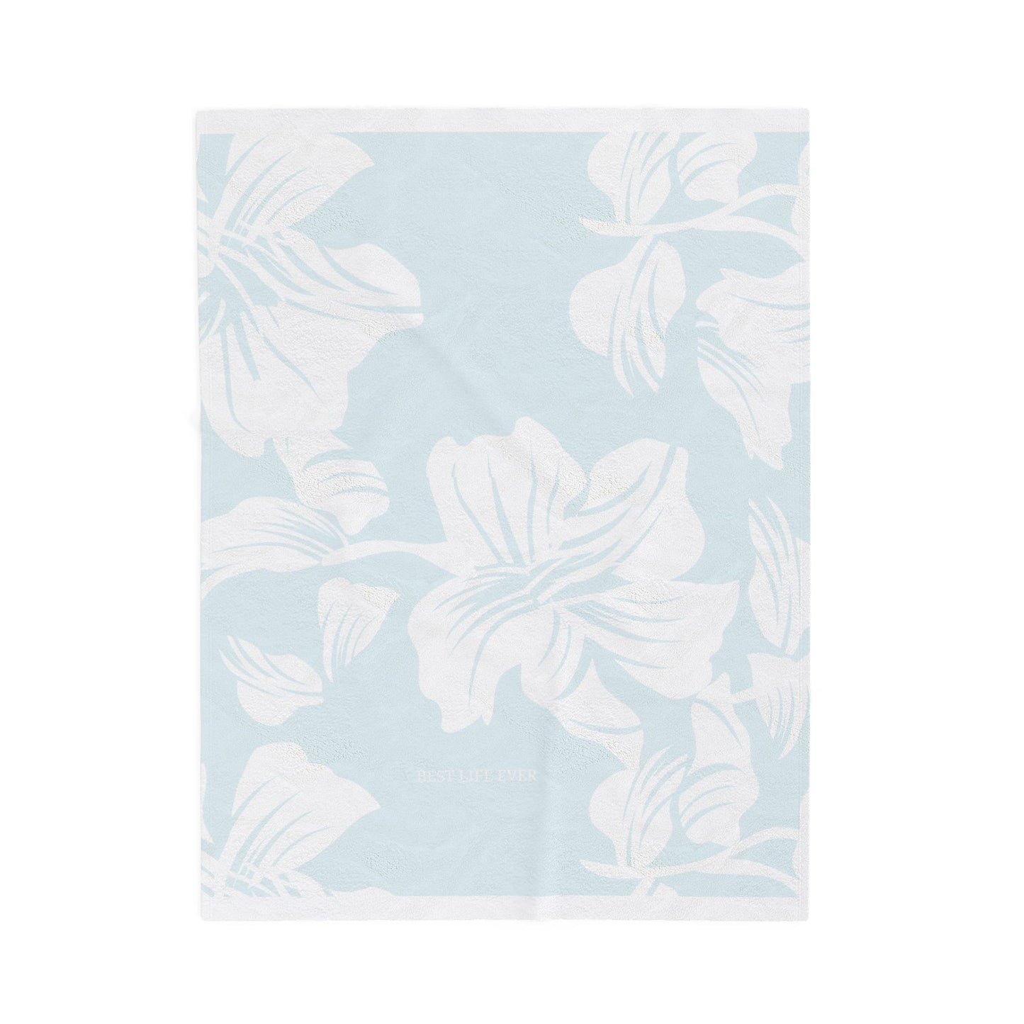 Soft Blue Floral Throw Blanket - Velveteen Plush Blanket