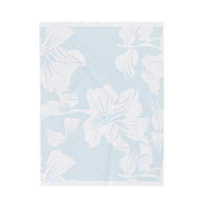 Soft Blue Floral Throw Blanket - Velveteen Plush Blanket