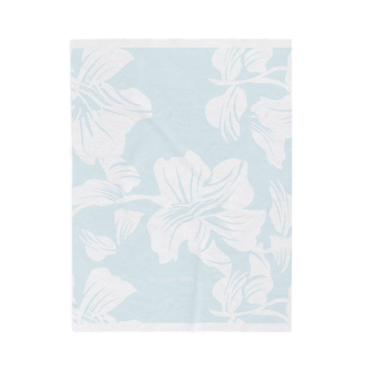 Soft Blue Floral Throw Blanket - Velveteen Plush Blanket