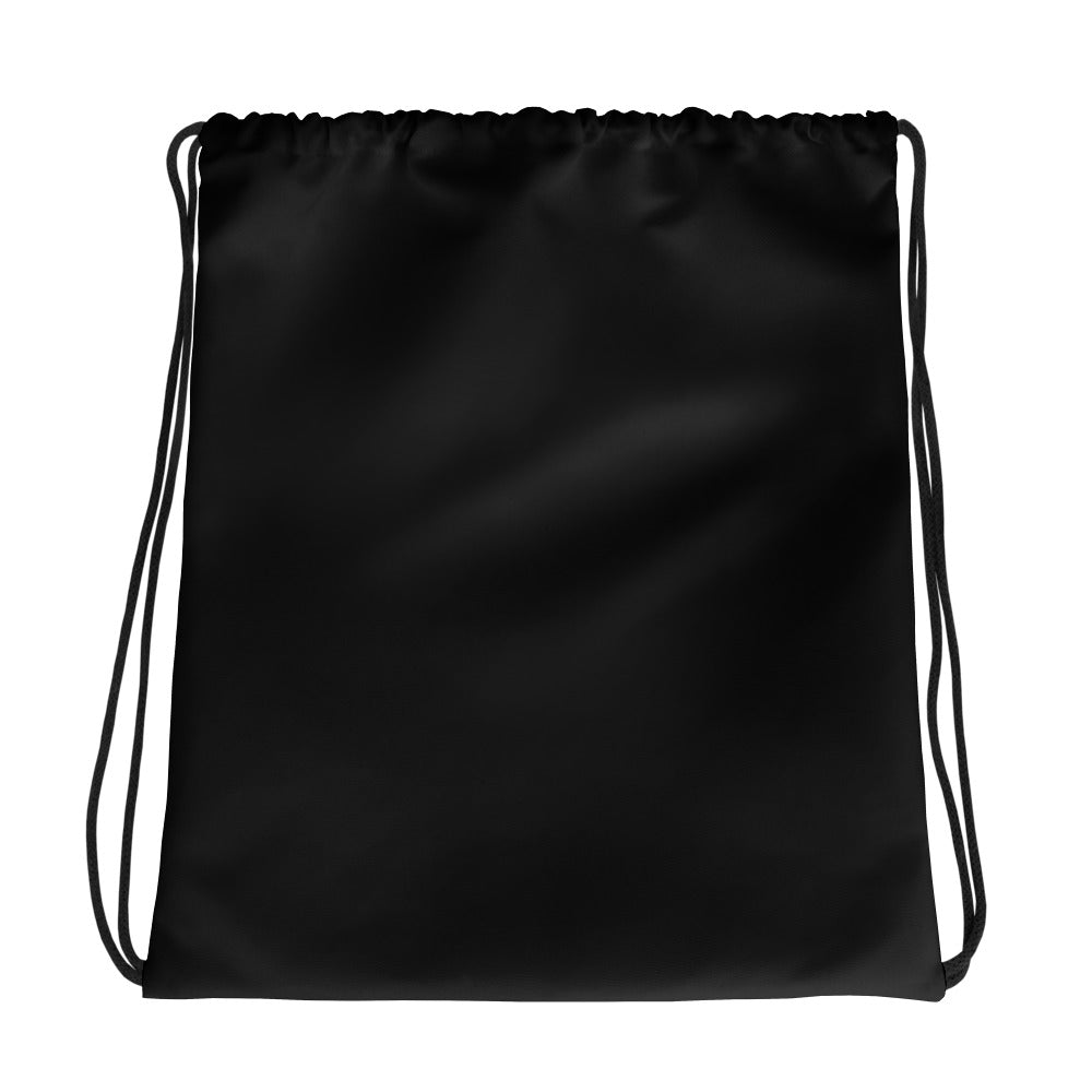 Black and White Floral Drawstring bag